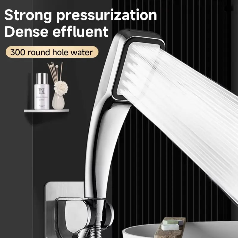 RainSpa 300-Jet Pressurized Showerhead — Water-Saving Rainfall Experience