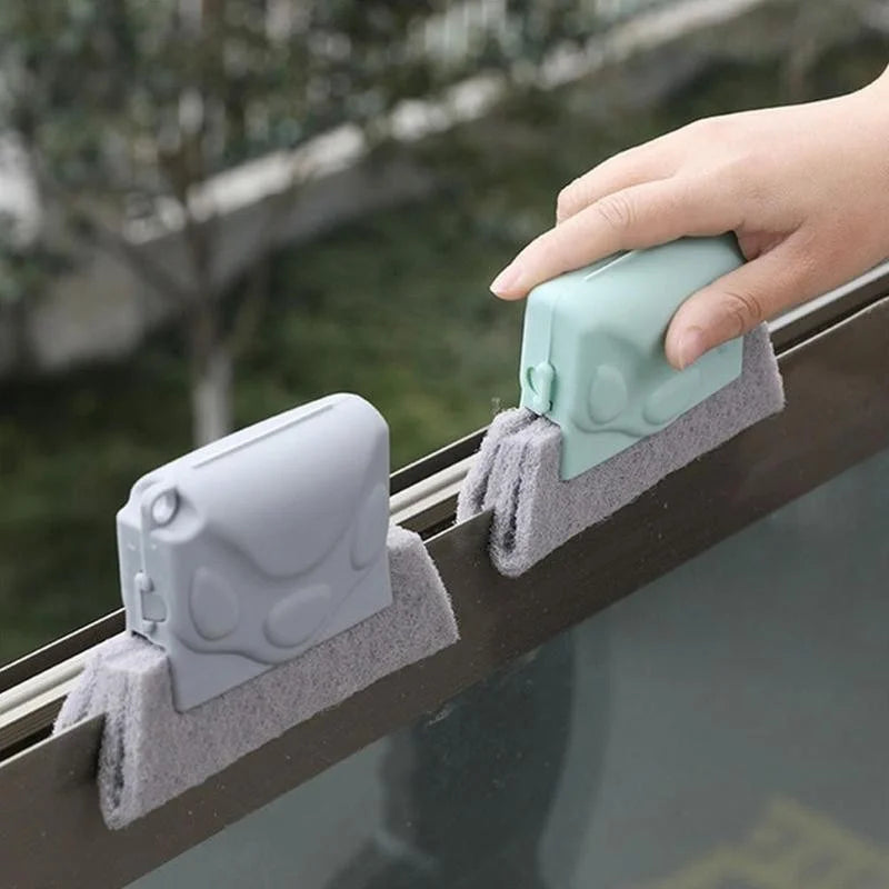 ClearView Window Groove Cleaning Brush — Slot Cleaner with Microfiber Cloth