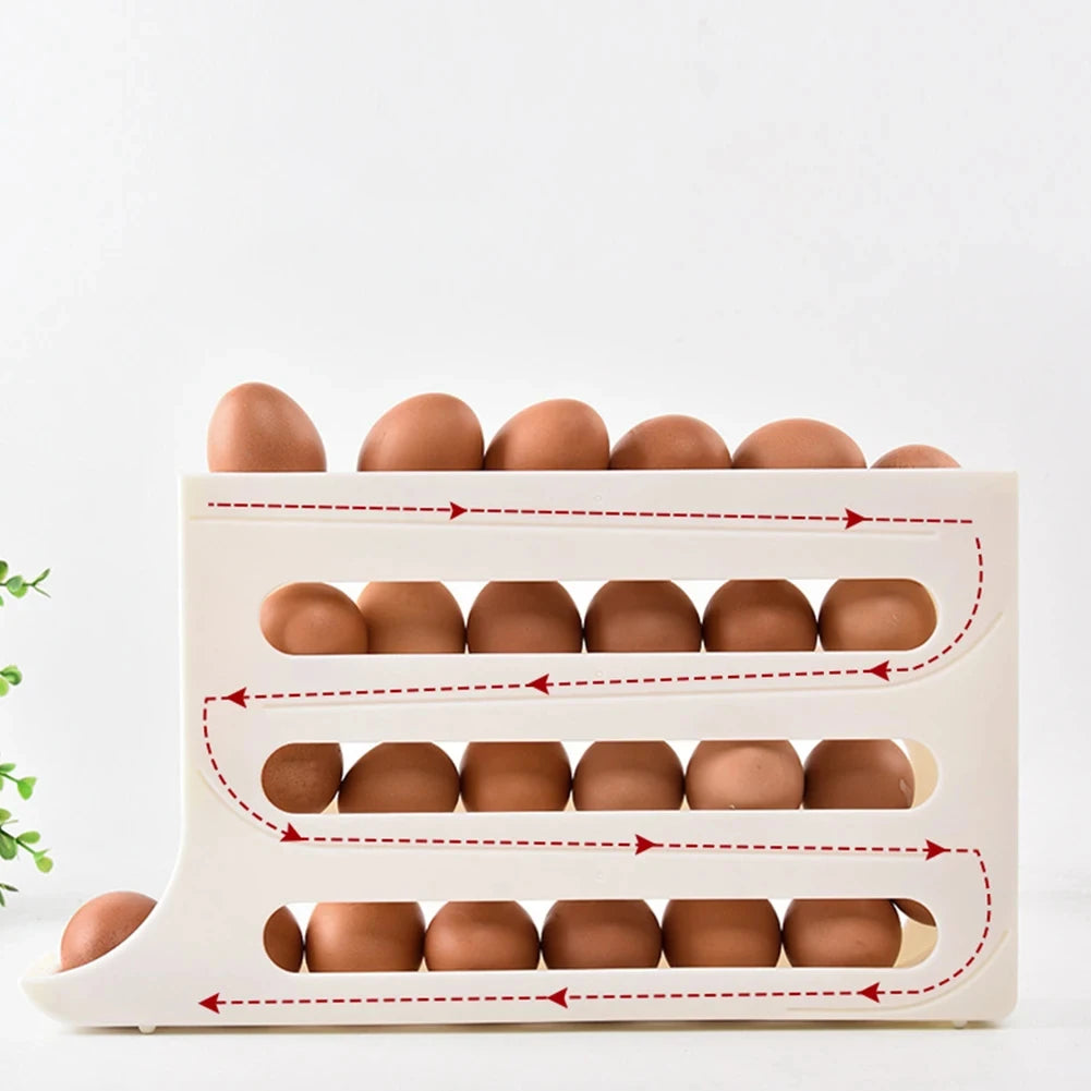 4-Tier Rolling Egg Storage Organizer