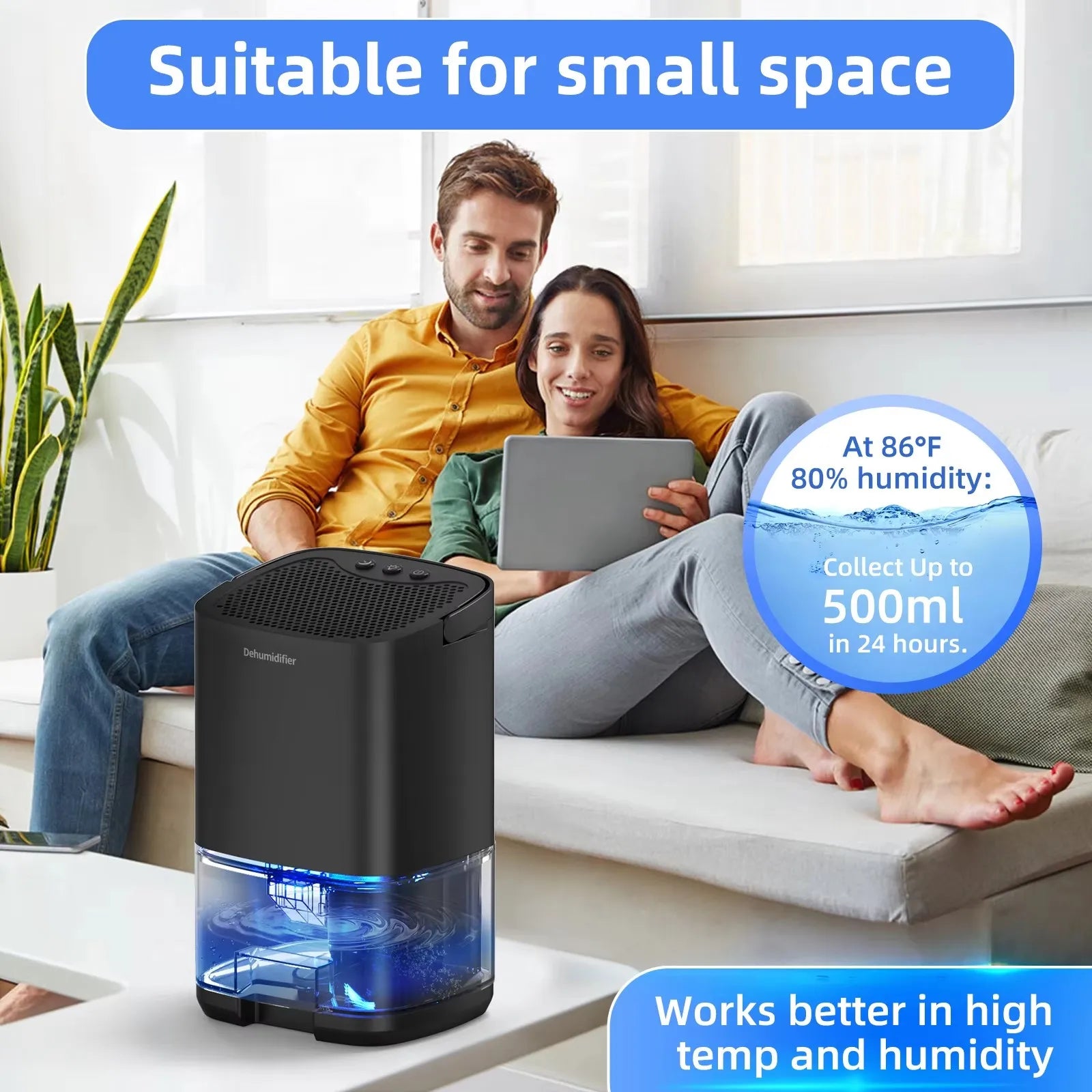 PureGuard Smart Air Purifier & Dehumidifier — Portable Moisture Eliminator for Home, Office & RV