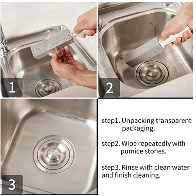 PumiClean Pumice Stone Toilet Brush — Manual Stain Remover for Toilet, Bathtub & Sink