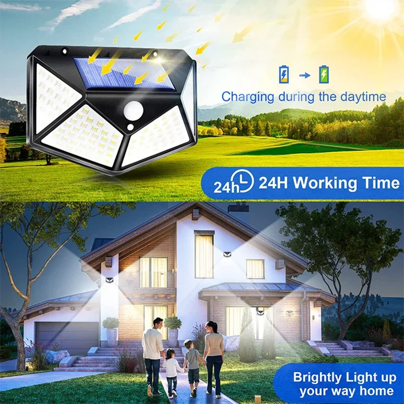 SunGuard 100 LED Solar Wall Lights — Motion Sensor Outdoor Lighting