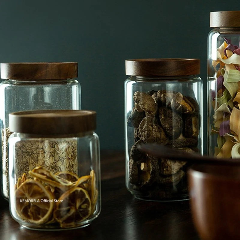 NatureSeal Glass Canister Set — Airtight Food Storage Jars with Wooden Lids