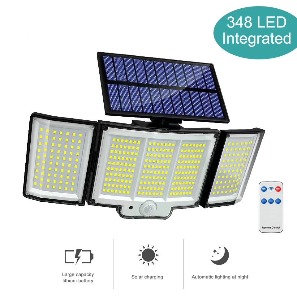 LumaGuard Solar Wall Light — 328/348 LED Super Bright Motion Sensor