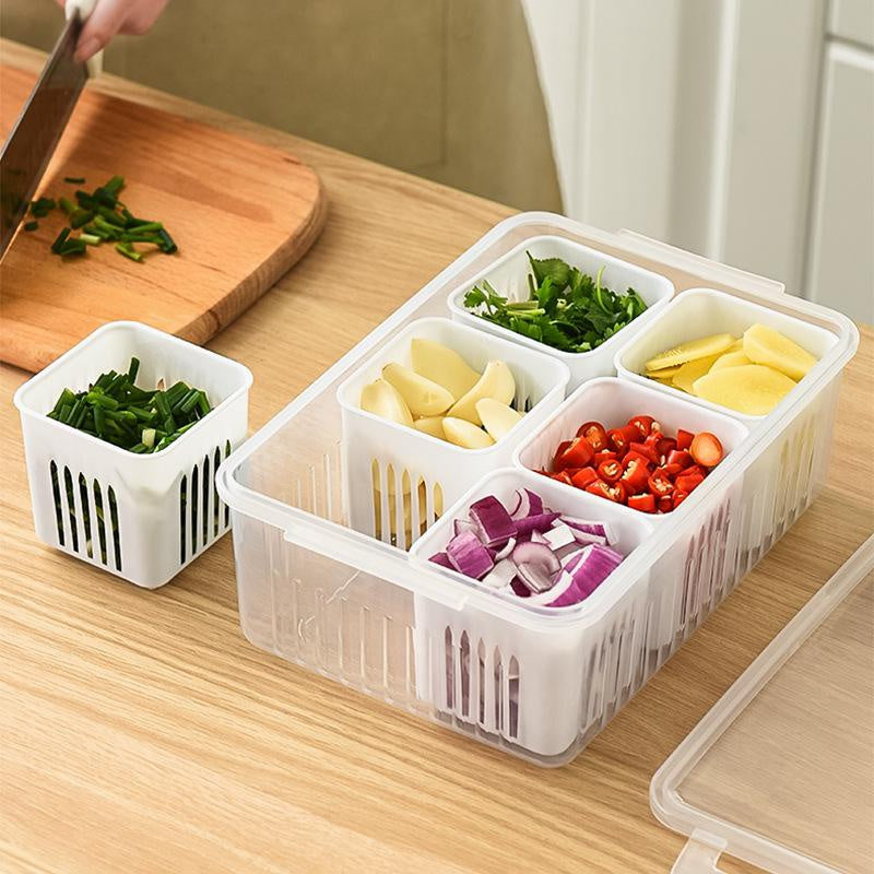 FreshGuard Refrigerator Storage Box — Drain Basket for Fruits, Vegetables, and Spices