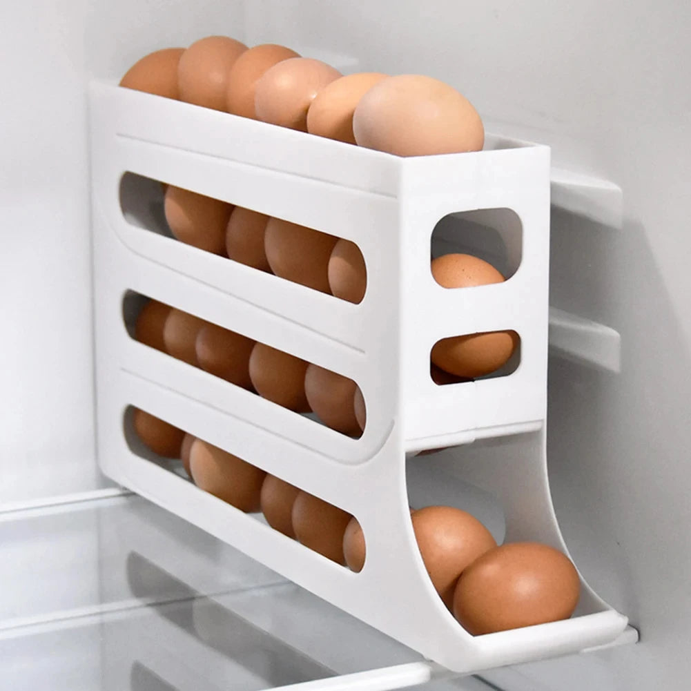 4-Tier Rolling Egg Storage Organizer