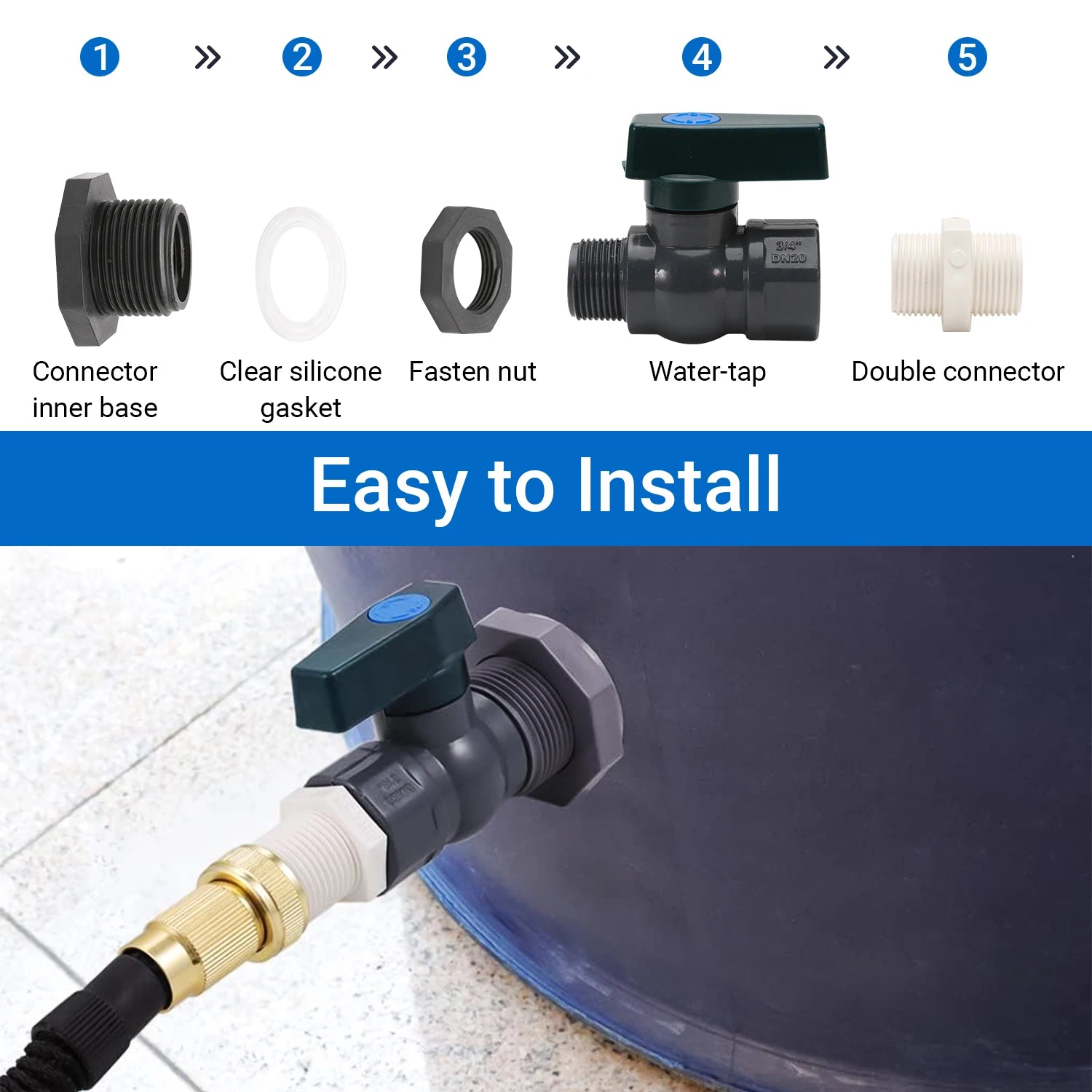 RainGuard PVC Diverter Kit – 3/4 Inch Spigot & Bulkhead Adapter