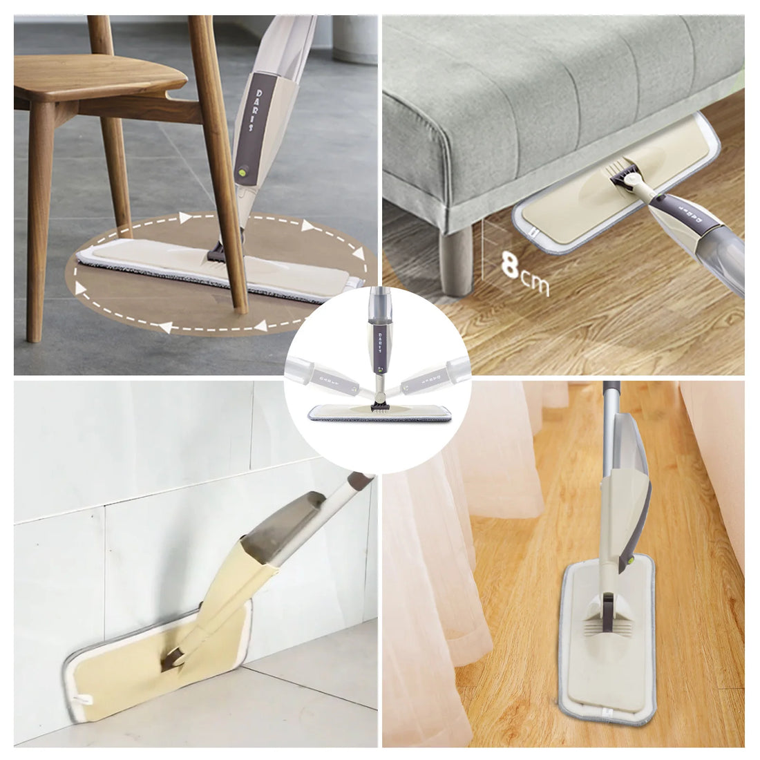 MagicMop Spray Mop Set — Flat Rotating Mop with Reusable Microfiber Pads