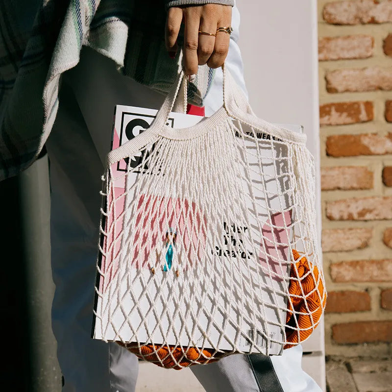 EcoCarry Reusable Cotton Mesh Tote Bags — Organic Washable Grocery Bags for Fruits & Vegetables