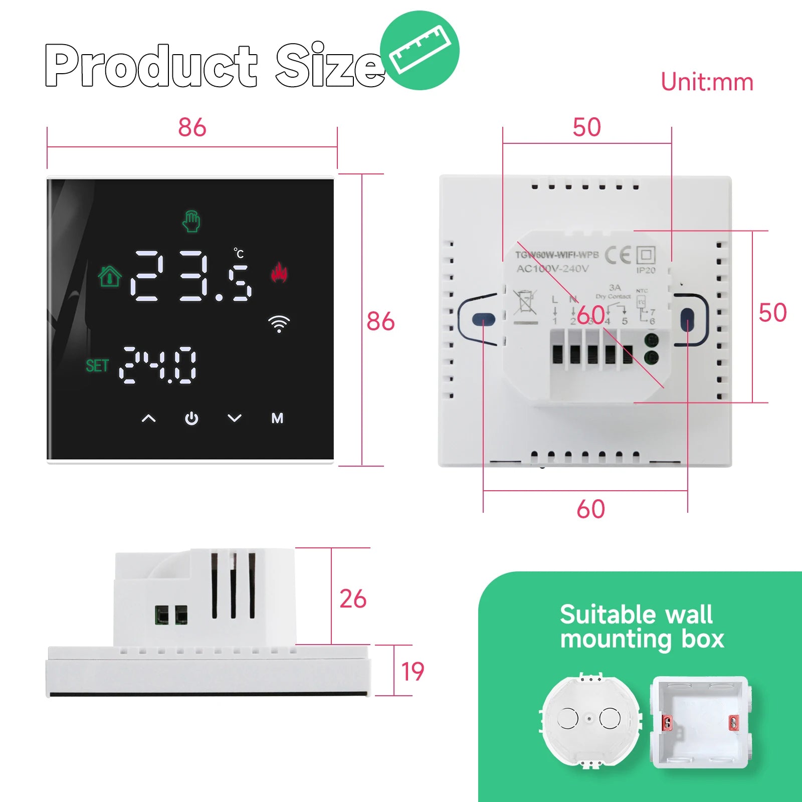 ThermoSmart WiFi Thermostat — Smart Temperature Controller for Electric Heating & Gas Boilers