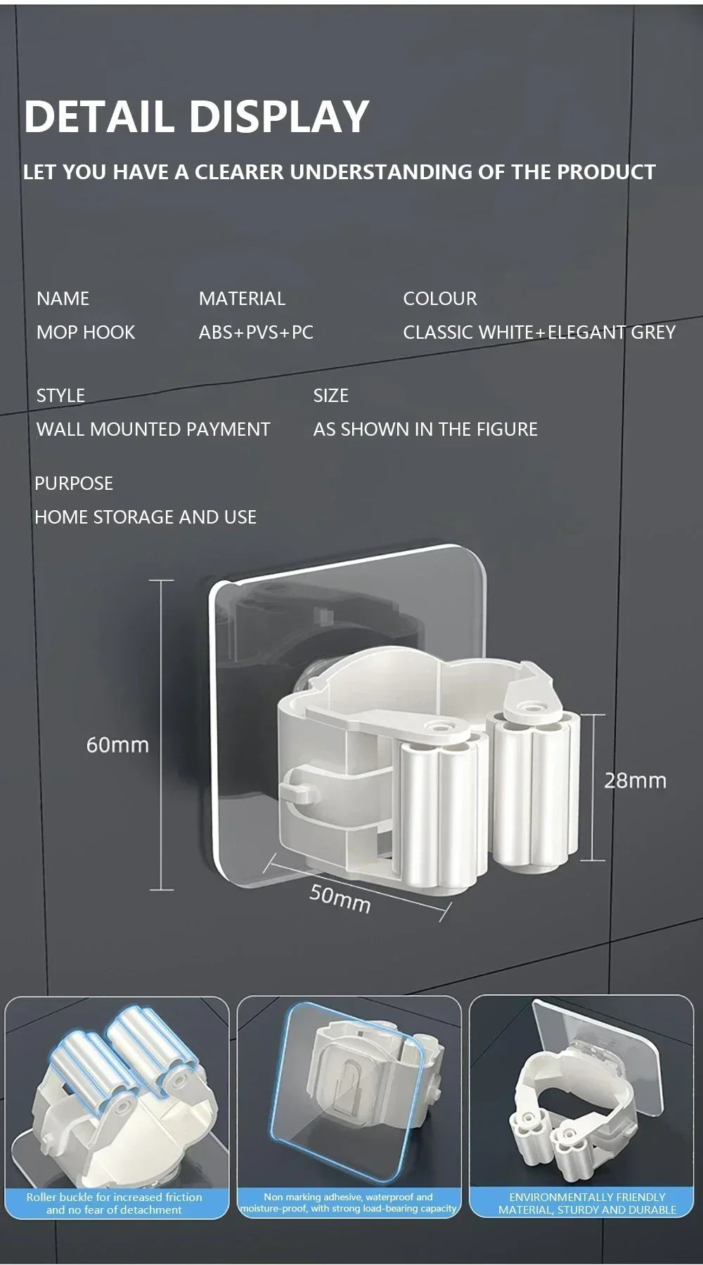 Wall-Mounted Mop and Broom Organizer