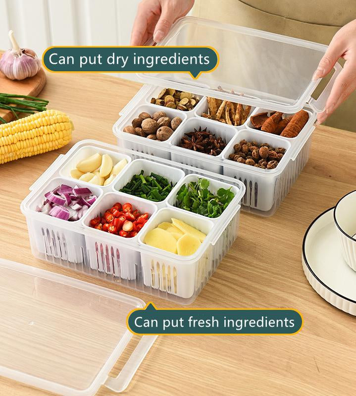 FreshGuard Refrigerator Storage Box — Drain Basket for Fruits, Vegetables, and Spices