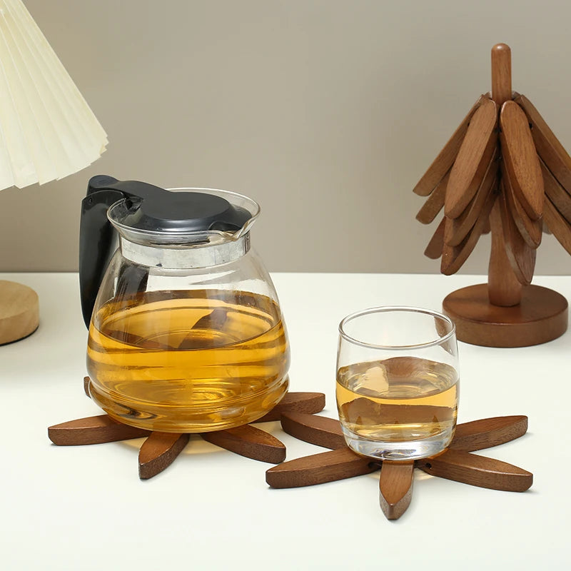 Tree Design Wooden Trivet Set