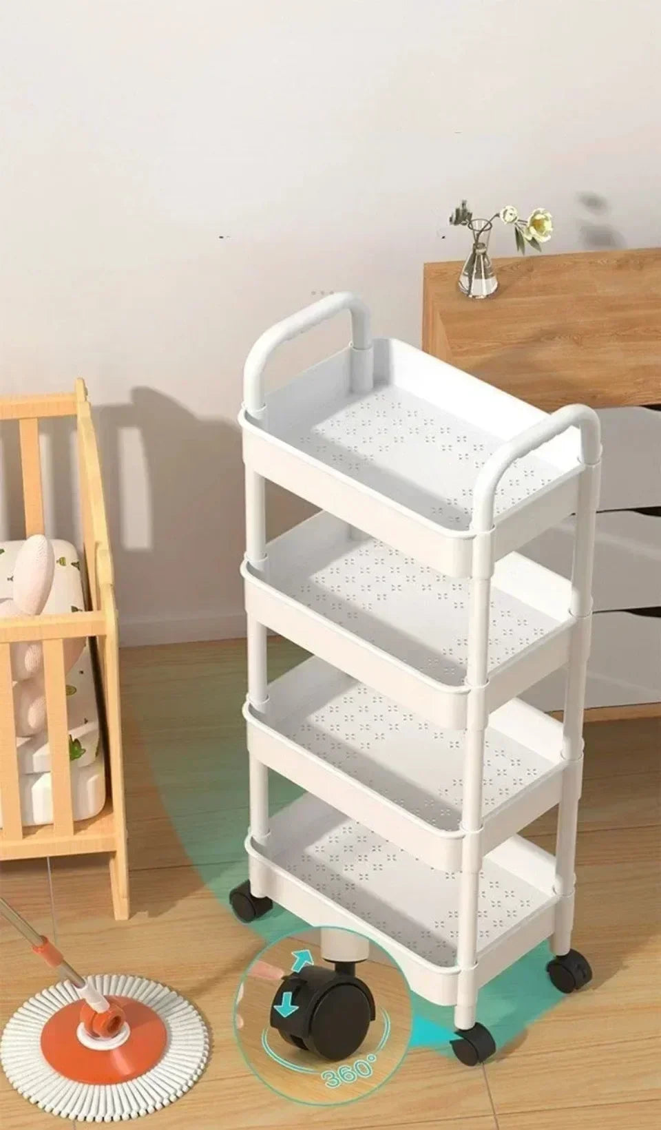 FlexiStore Mobile Storage Rack — 3/4 Tier Trolley Organizer with Wheels for Kitchen & Home