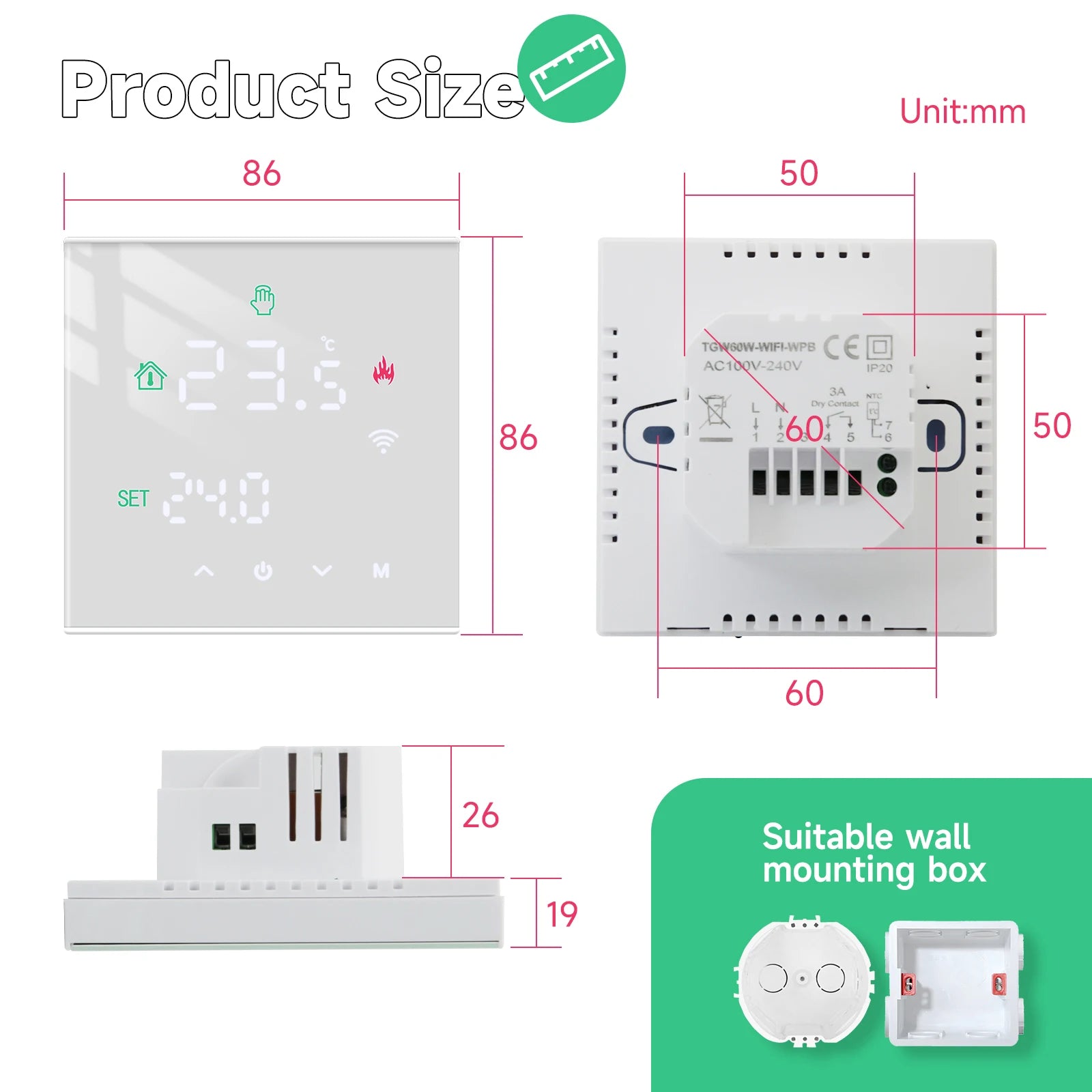 ThermoSmart WiFi Thermostat — Smart Temperature Controller for Electric Heating & Gas Boilers