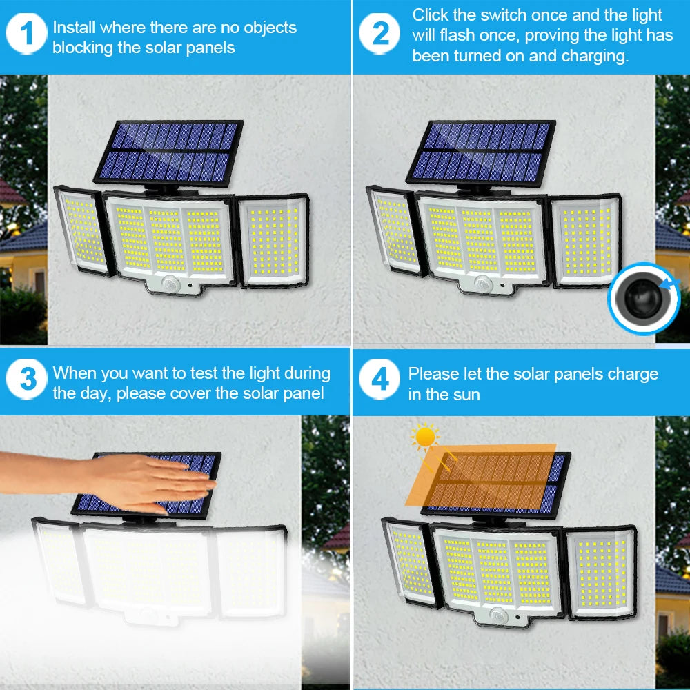 LumaGuard Solar Wall Light — 328/348 LED Super Bright Motion Sensor