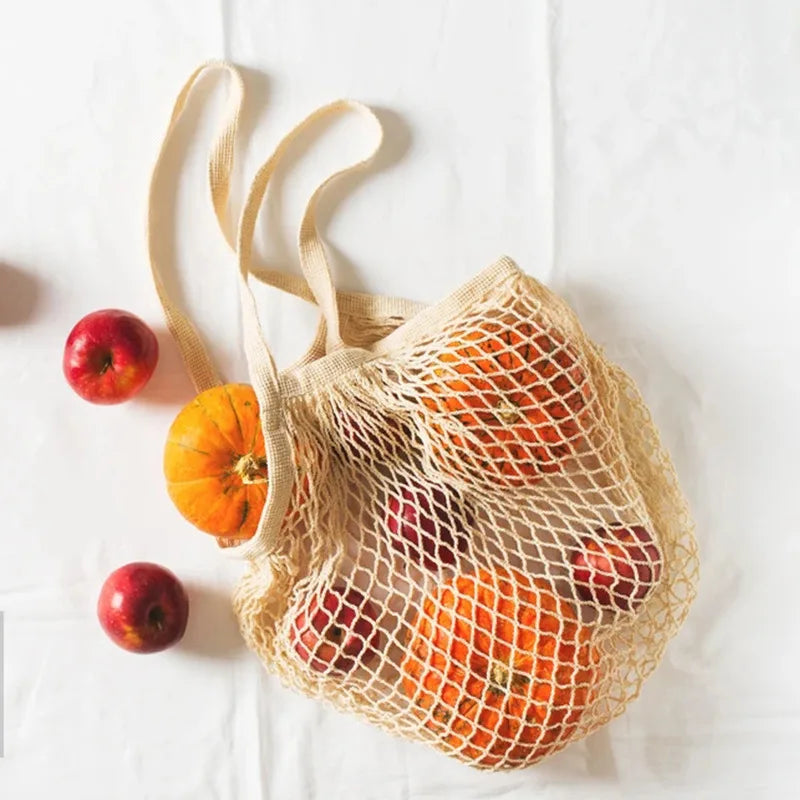 EcoCarry Reusable Cotton Mesh Tote Bags — Organic Washable Grocery Bags for Fruits & Vegetables
