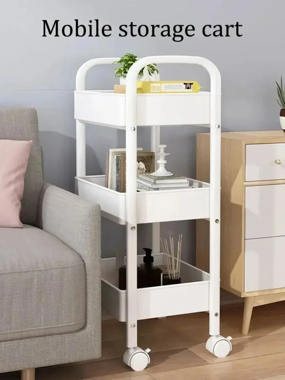 FlexiStore Mobile Storage Rack — 3/4 Tier Trolley Organizer with Wheels for Kitchen & Home