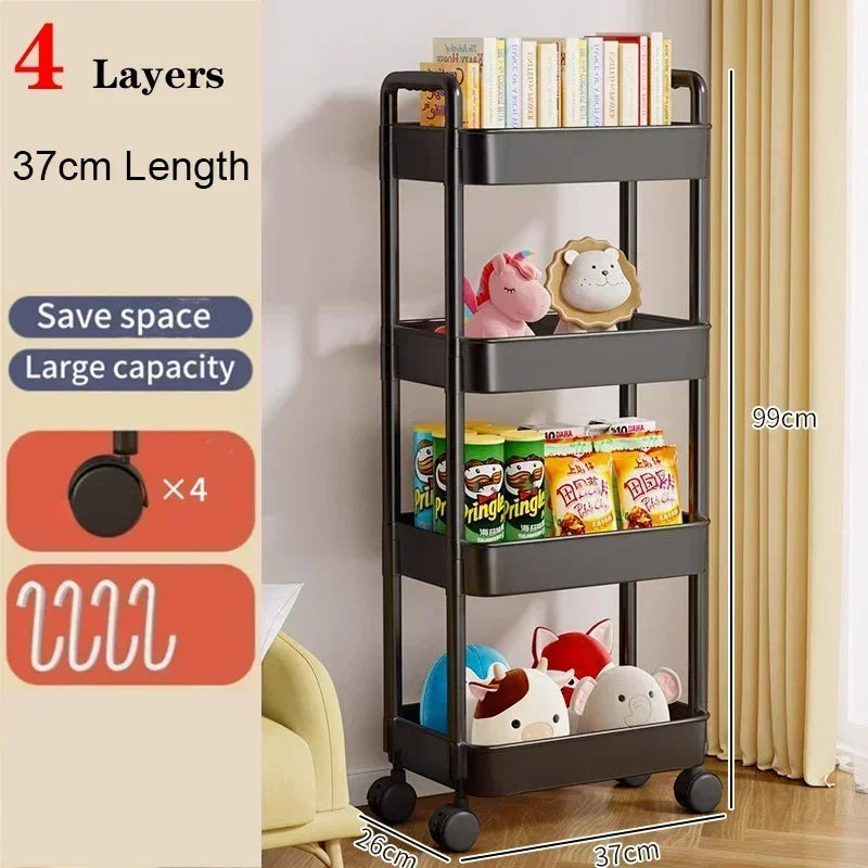 FlexiStore Mobile Storage Rack — 3/4 Tier Trolley Organizer with Wheels for Kitchen & Home