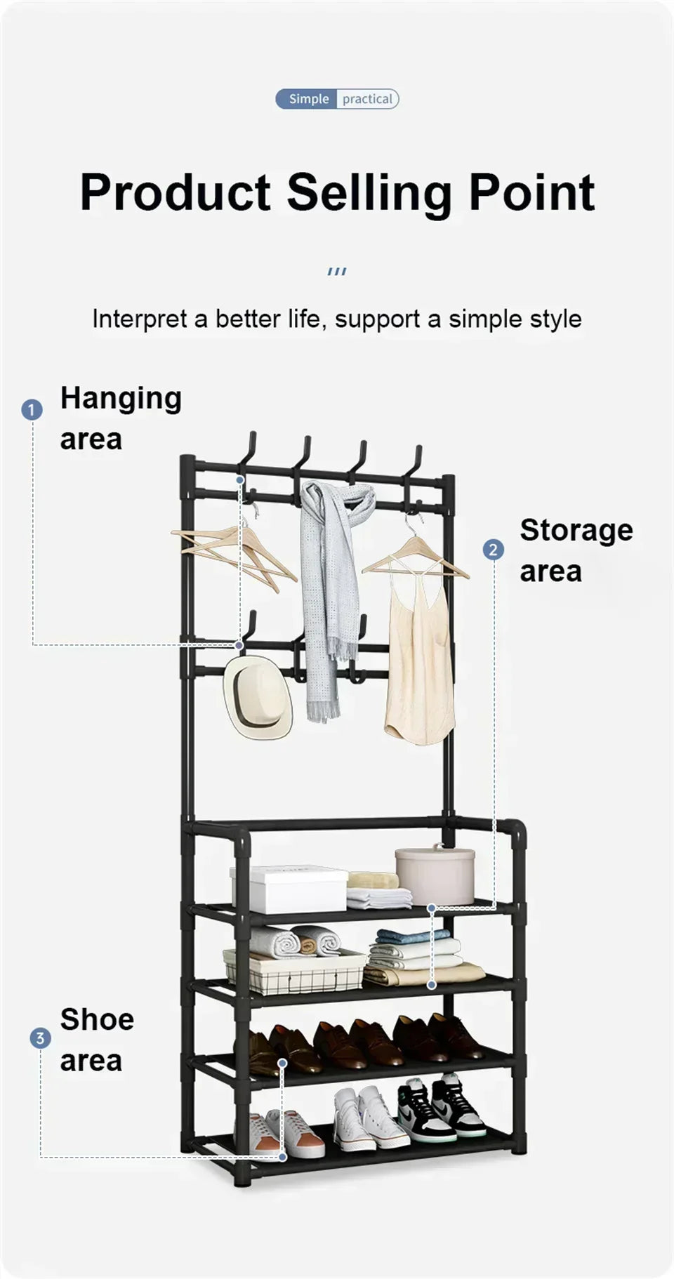 Multi-Layer Shoe and Clothes Storage Rack