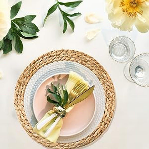 10-Pack Hand-Woven Water Hyacinth Placemats (13" Round)
