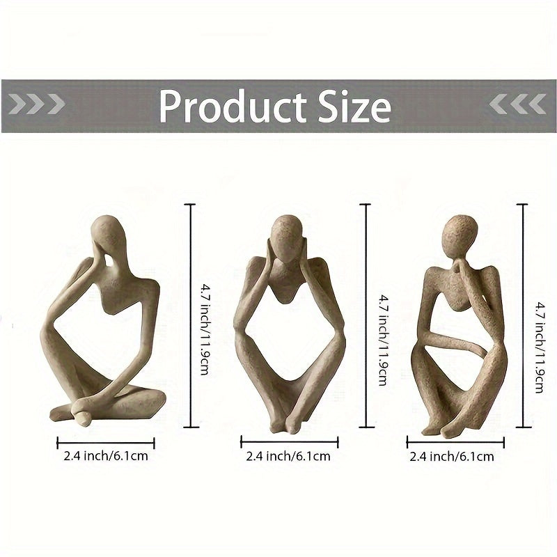 3-Piece Modern Abstract Thinker Statue Set