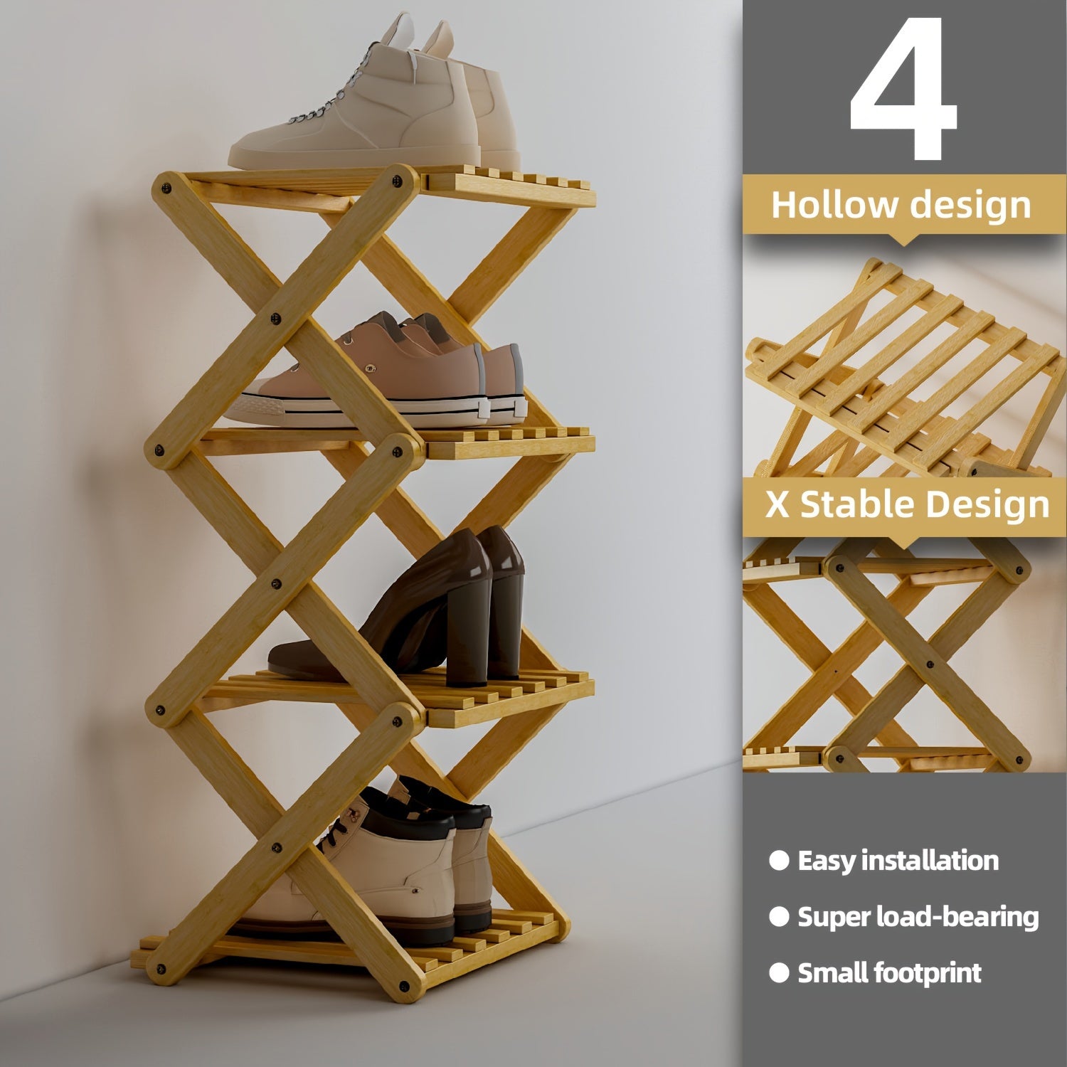 No-Install Breathable Shoe Rack