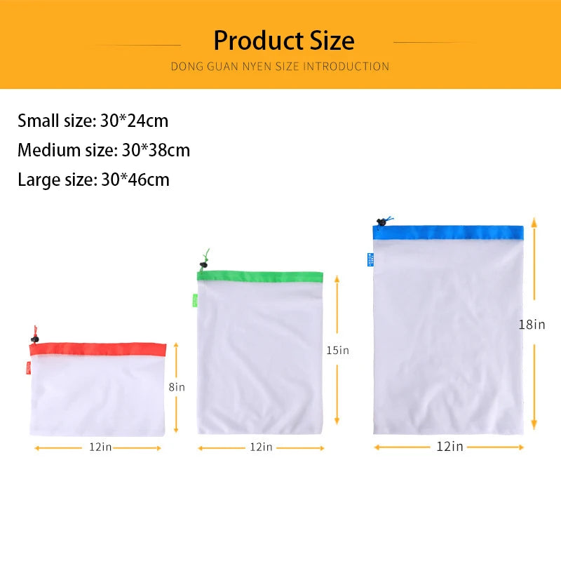 GreenMesh Reusable Produce Bags — Washable Eco-Friendly Mesh Bags for Grocery Shopping