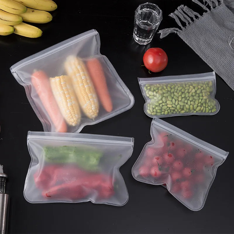 FlexiSeal Silicone Food Storage Bags — Reusable Stand-Up Zip Shut Containers