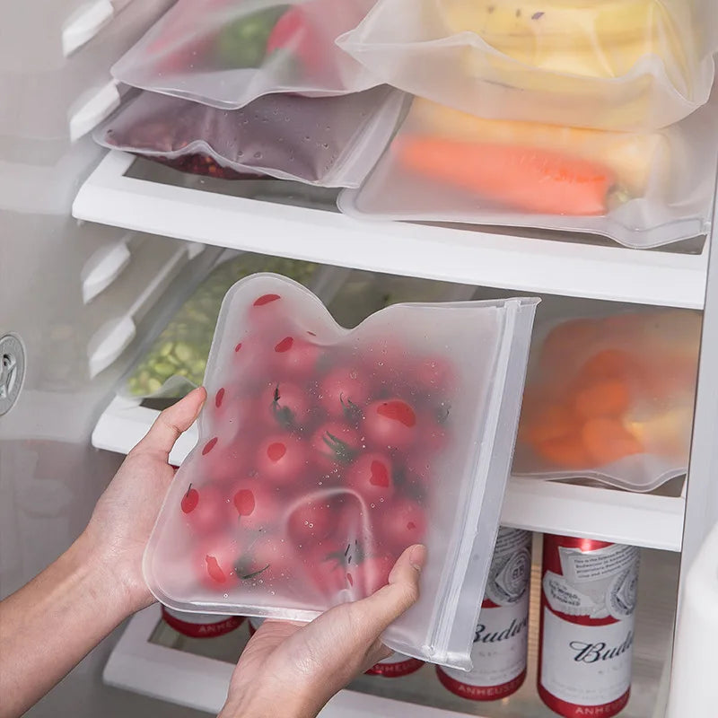 FlexiSeal Silicone Food Storage Bags — Reusable Stand-Up Zip Shut Containers