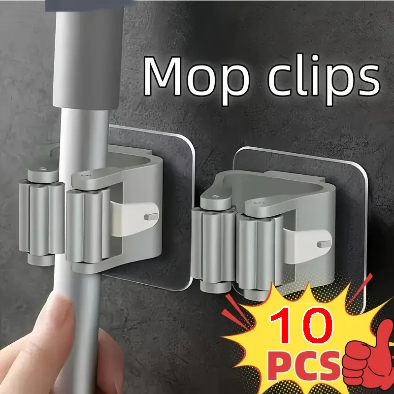 Wall-Mounted Mop and Broom Organizer