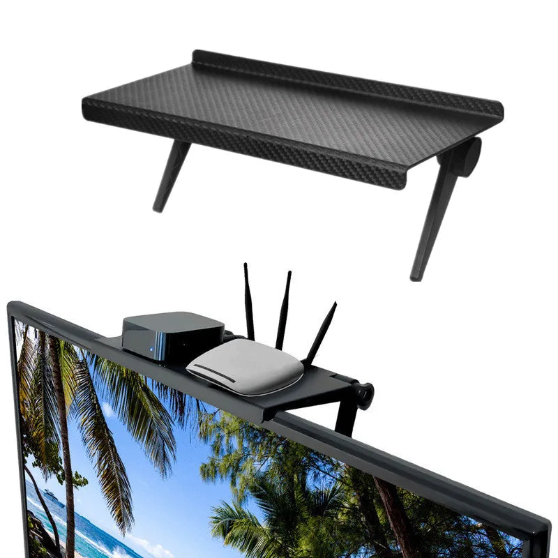 Adjustable TV and Monitor Top Shelf Rack