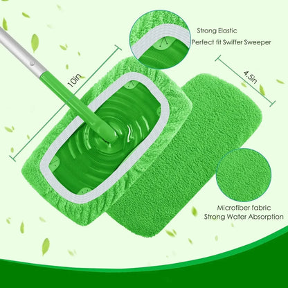 GreenClean Reusable Microfiber Mop Pads — Wet &amp; Dry Sweeper Cloths for Flooring &amp; Furniture