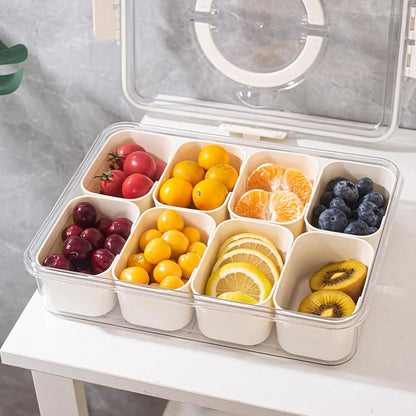 SnackMaster 8-Grid Serving Tray — Portable Food Storage &amp; Seasoning Separator Box