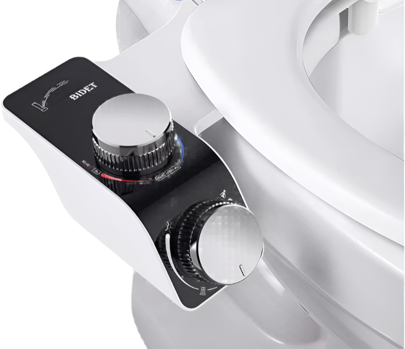 AquaLux Comfort Bidet – Non-Electric Dual Nozzle Attachment with Hot & Cold Water