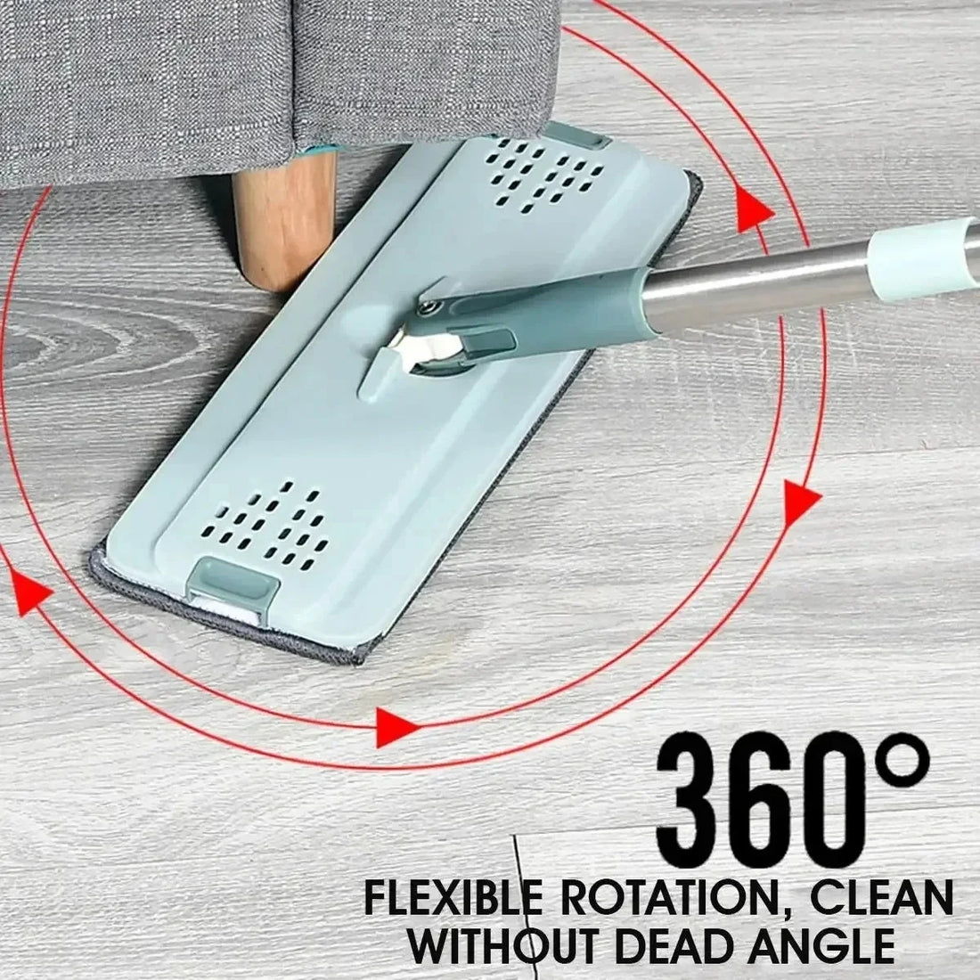 EasySqueeze Flat Mop &amp; Bucket Set — Hands-Free Wringing with Microfiber Pads
