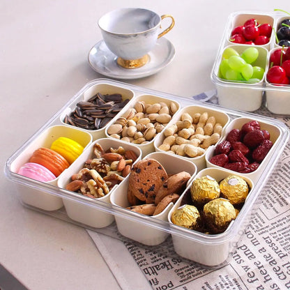 SnackMaster 8-Grid Serving Tray — Portable Food Storage &amp; Seasoning Separator Box