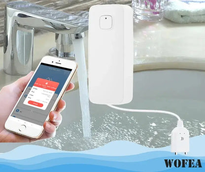 AquaGuard Tuya WiFi Smart Water Leak Sensor — 80dB Alarm &amp; Remote Monitoring