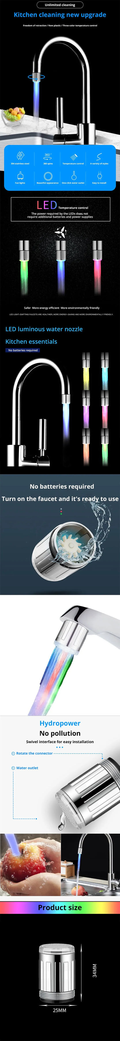 LumaFlow LED Faucet Aerator — Color-Changing Glow for Kitchen &amp; Bathroom