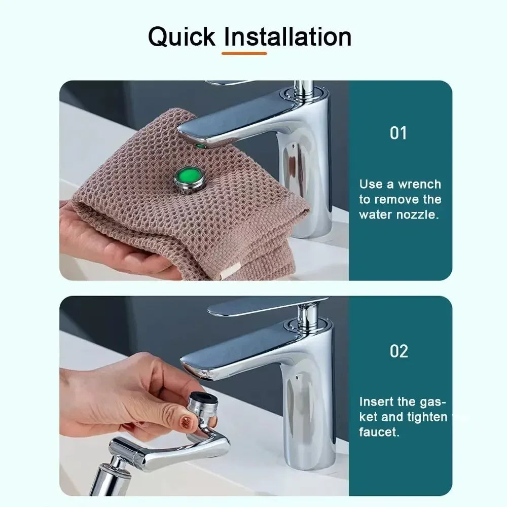 SpinFlow 1080° Universal Faucet Sprayer – Rotating Aerator Extender