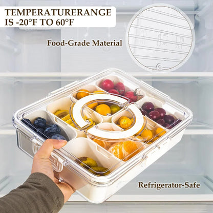 SnackMaster 8-Grid Serving Tray — Portable Food Storage &amp; Seasoning Separator Box