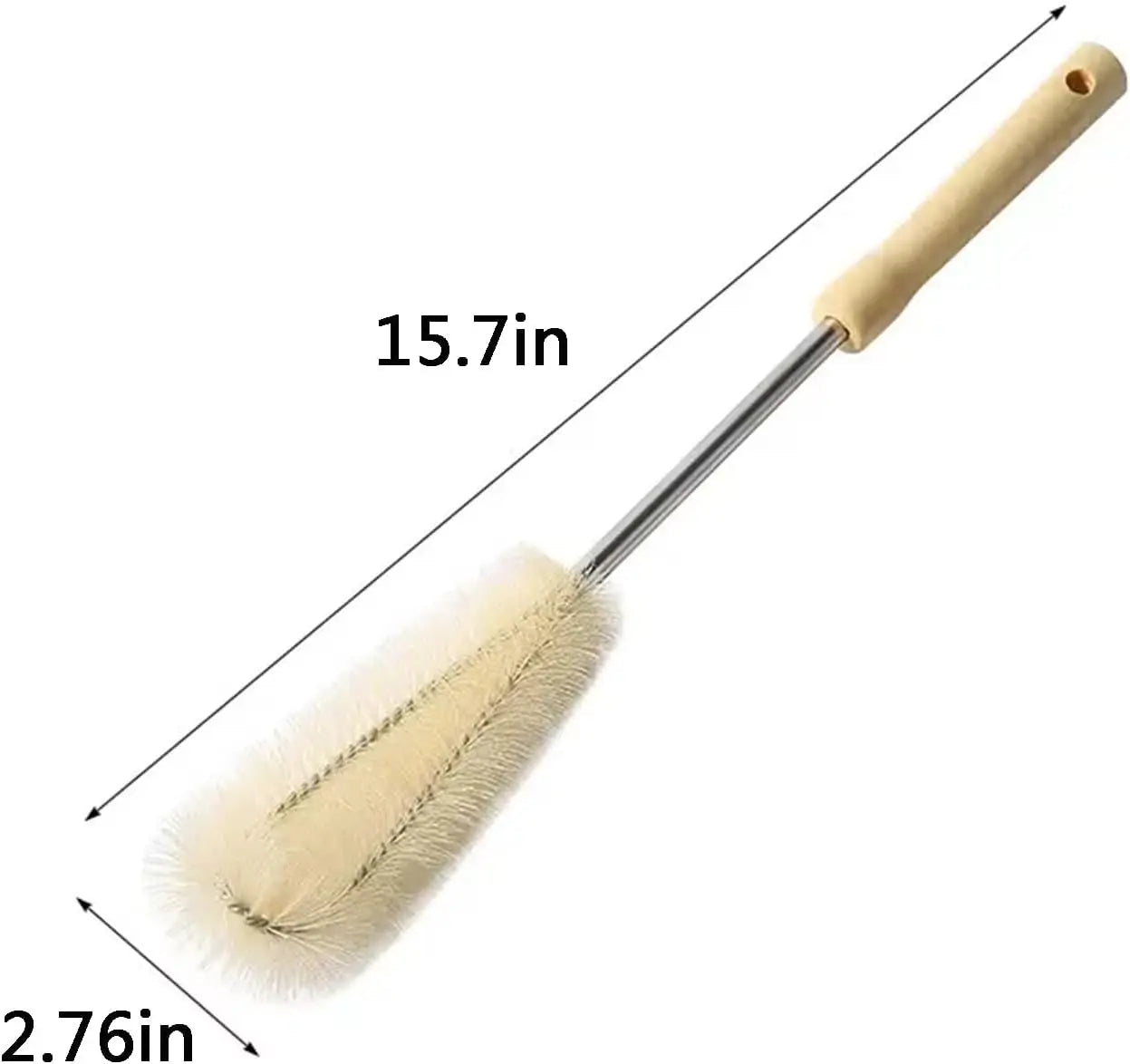 PureBrush Natural Bottle Cleaner — Long Wooden Handle &amp; Natural Bristles for Bottles, Cups &amp; Jugs