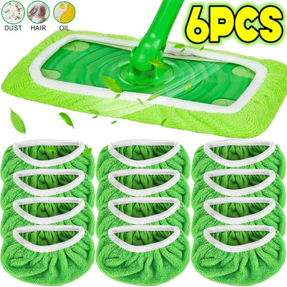GreenClean Reusable Microfiber Mop Pads — Wet &amp; Dry Sweeper Cloths for Flooring &amp; Furniture