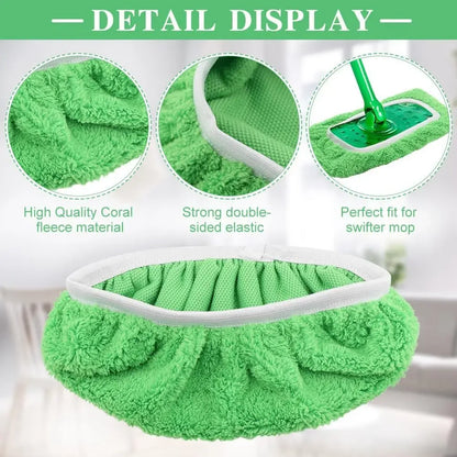 GreenClean Reusable Microfiber Mop Pads — Wet &amp; Dry Sweeper Cloths for Flooring &amp; Furniture