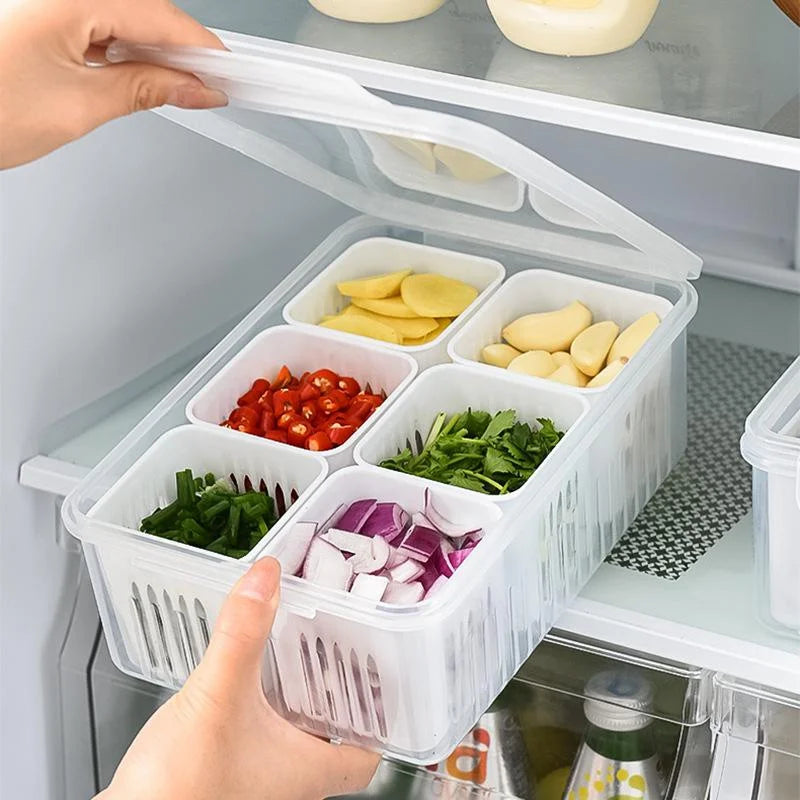 FreshGuard Refrigerator Storage Box — Drain Basket for Fruits, Vegetables, and Spices