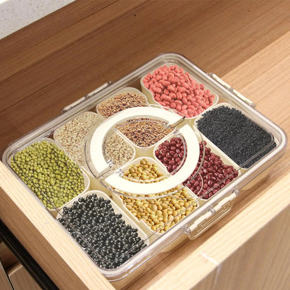 SnackMaster 8-Grid Serving Tray — Portable Food Storage &amp; Seasoning Separator Box