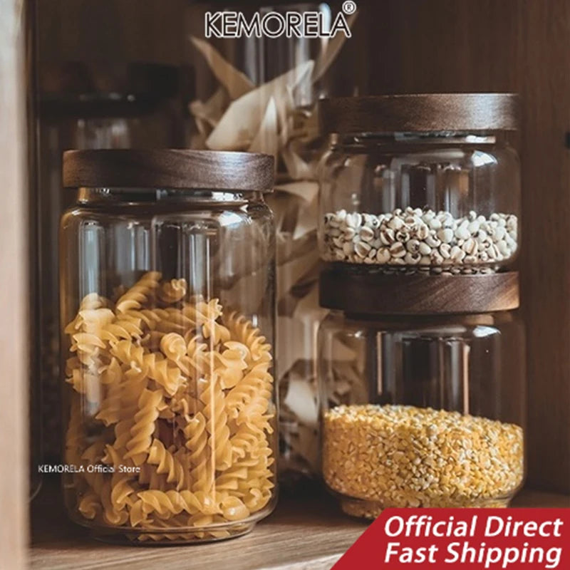 NatureSeal Glass Canister Set — Airtight Food Storage Jars with Wooden Lids