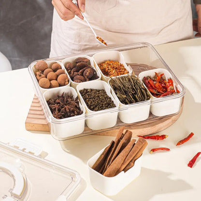 SnackMaster 8-Grid Serving Tray — Portable Food Storage &amp; Seasoning Separator Box