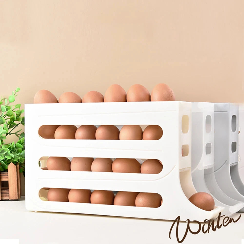 4-Tier Rolling Egg Storage Organizer