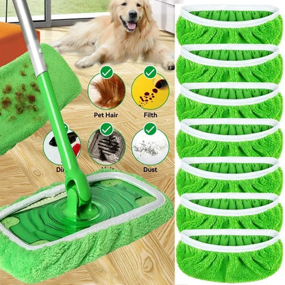 GreenClean Reusable Microfiber Mop Pads — Wet &amp; Dry Sweeper Cloths for Flooring &amp; Furniture